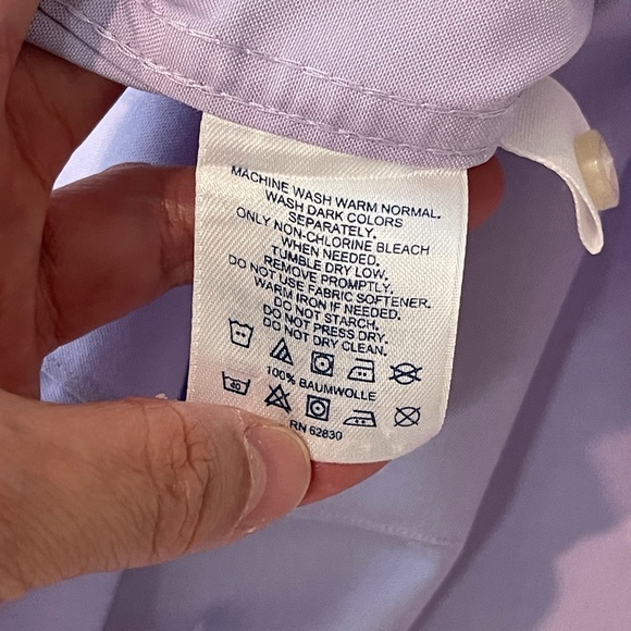 Land's End Shirt Women's Plus 24W Purple No Iron Pinpoint Oxford 3/4 Sleeve - Picture 8 of 11